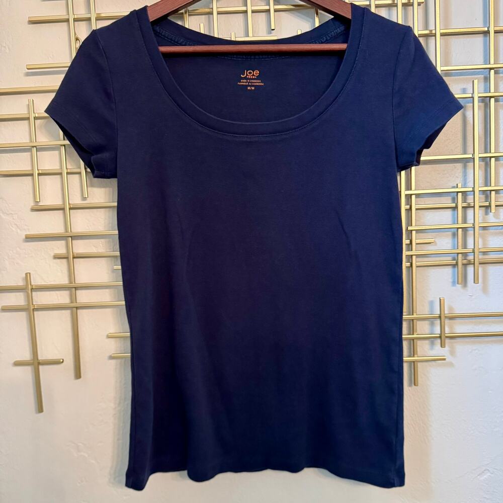 Joe Fresh Navy Scoop Neck Stretch Tee Size M